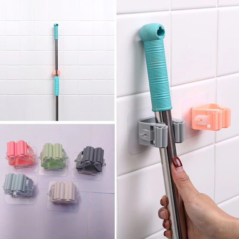 Strong Hook Tempel Gantungan Jepit Sapu Pel Dinding - Wall Mop Holder