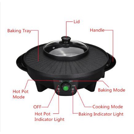 KINDSTORE❤ | 2IN1 BBQ GRILL + HOT POT | MULTIFUNCTION ELECTRICT 2IN1 SHABU