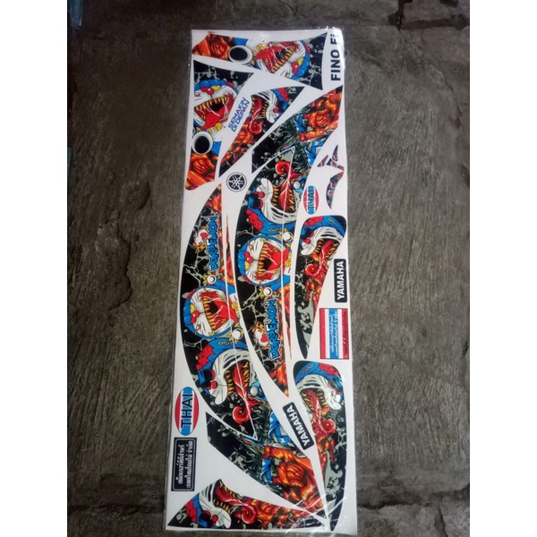 striping sticker variasi Yamaha Fino fi Doraemon zombie