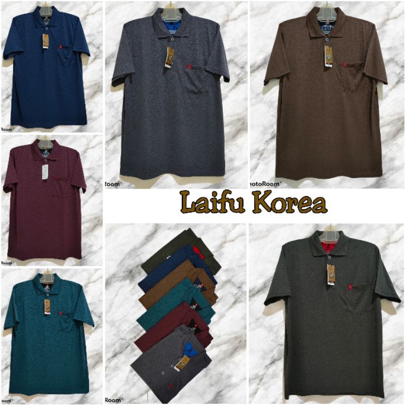 kaos kerah pria dewasa LAIFU Korea lengan pendek allsize XL