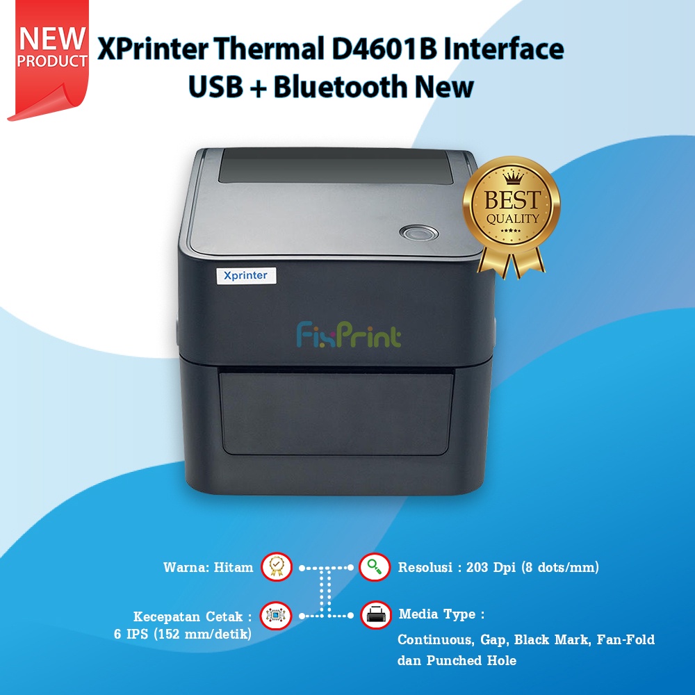 Printer Label Barcode XP-D4601B XPrinter Thermal D4601B Interface USB + Bluetooth New