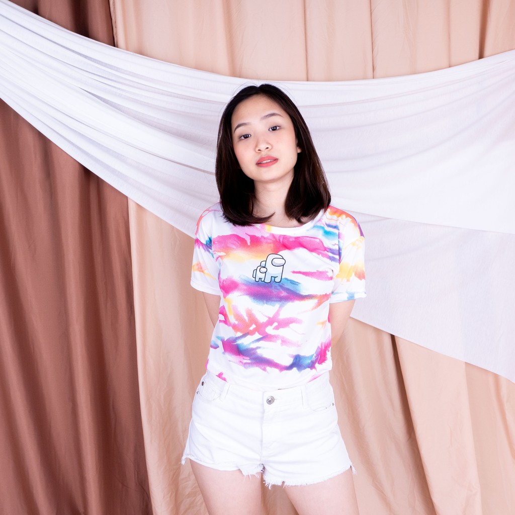 SALE!!! Tie dye T-shirt Among Us  | Atasan KAOS TIE DYE- T-shirt- among us tie dye-ORANGE COMBI