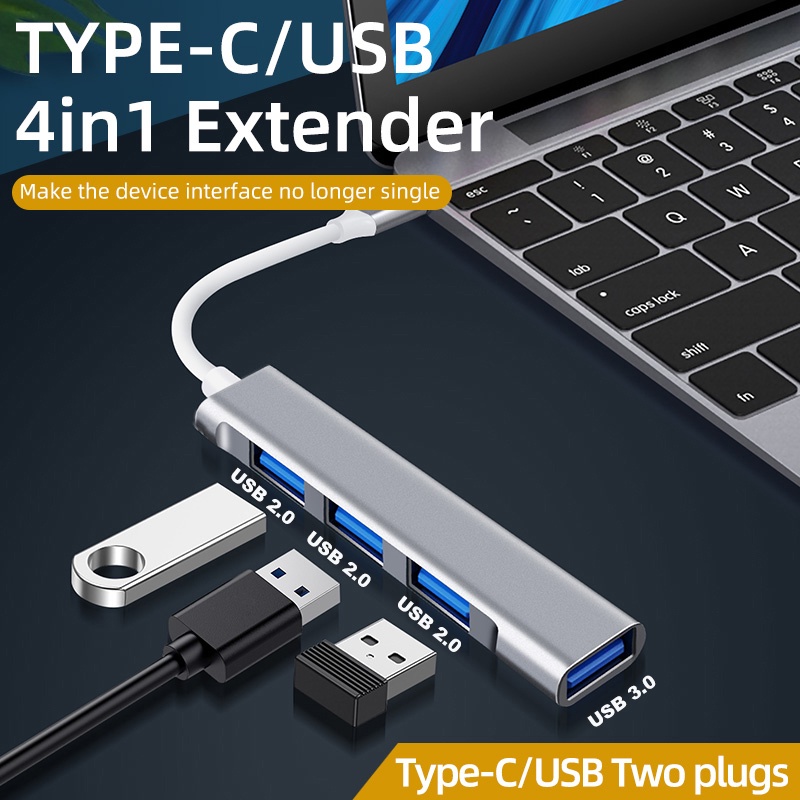 4 In 1 HUB adapter Multi Port USB 3.0 Ke 4 Port USB 3.0 Bahan Aluminum Alloy Untuk Komputer