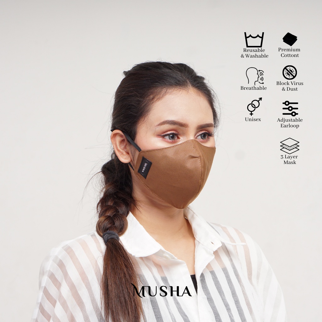 MUSHA Duckbill Mask | Masker Kain 3 Ply Earloop