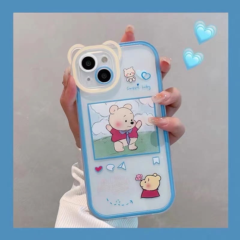 Soft Case Silikon TPU Transparan Motif Beruang Babi Untuk IPhone 12 13 Se 2020 6 6S 7 8 Plus X XS XR 11 Pro Max