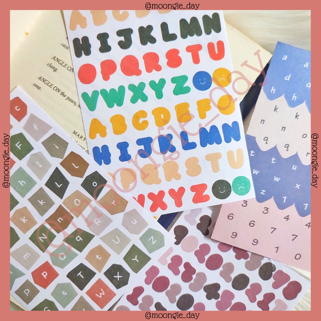 

1 LEMBAR STIKER TEMA ALPHABET WASHI STICKERS BULLET JURNAL LUCU MURAH DIY DIARY POLAROID DECO [ 23 ]