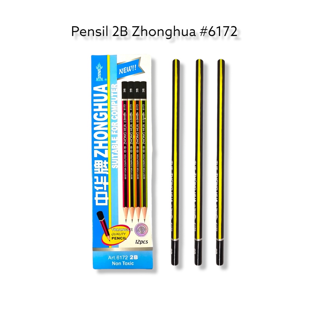

Pensil 2B Impor ZhongHua Pencil Pena Pensil Kayu Warna Warni # 6172 Lusinan – SHABQ