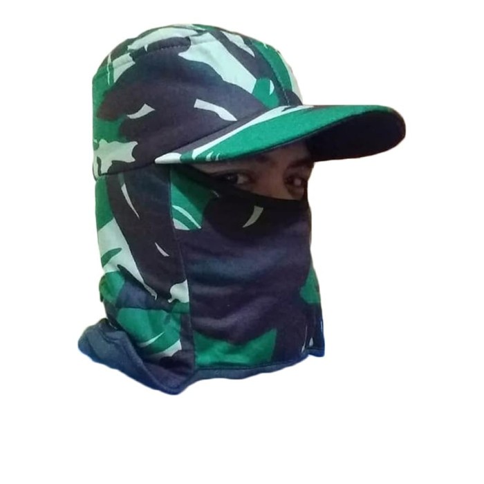 Topi Pria Pancing Mancing Jepang Masker Army Loreng 064