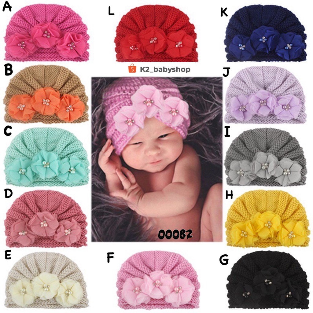 BABY K2 - TURBAN BAYI BUNGA TIGA MUTIARA KODE 00082