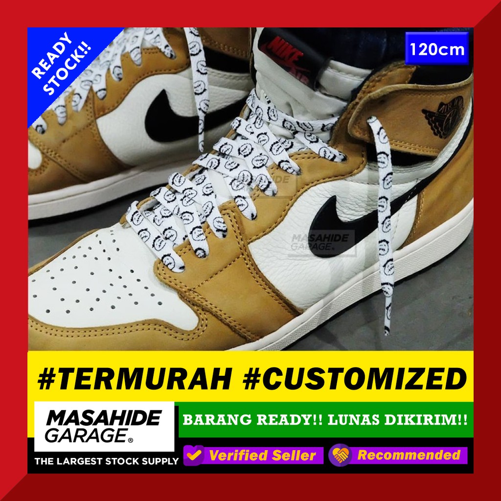 Travis Scott Laces Cactus Jack Laces Tali Sepatu Smiley Face Shoelaces White Black Tali Air Jordan