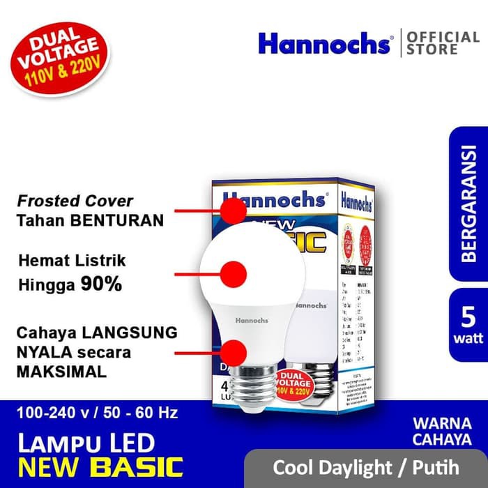 HANNOCHS Lampu Led Basic 5 Watt - Garansi 1 Tahun