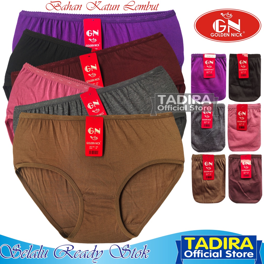 3 Pcs Celana Dalam Wanita GN_Warna Gelap Bahan Katun Lembut Stretch Real Pict Kualitas Terjamin Ori TADIRA