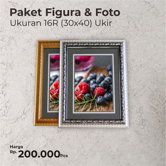 PAKET Pigura Figura Bingkai Frame & Cetak Foto 16R