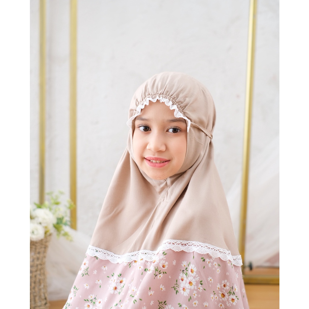 Pusat Grosir Beli Mukena Tasik - Mukena Anak (5-12 Tahun) Katun Rayon Bali Rose Flower Termurah Jelita