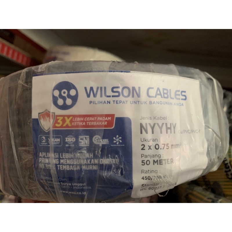 Wilson Kabel Listrik 2x0.75 Meteran - Kabel Serabut 2x0,75 NYMHY Per Meter SNI