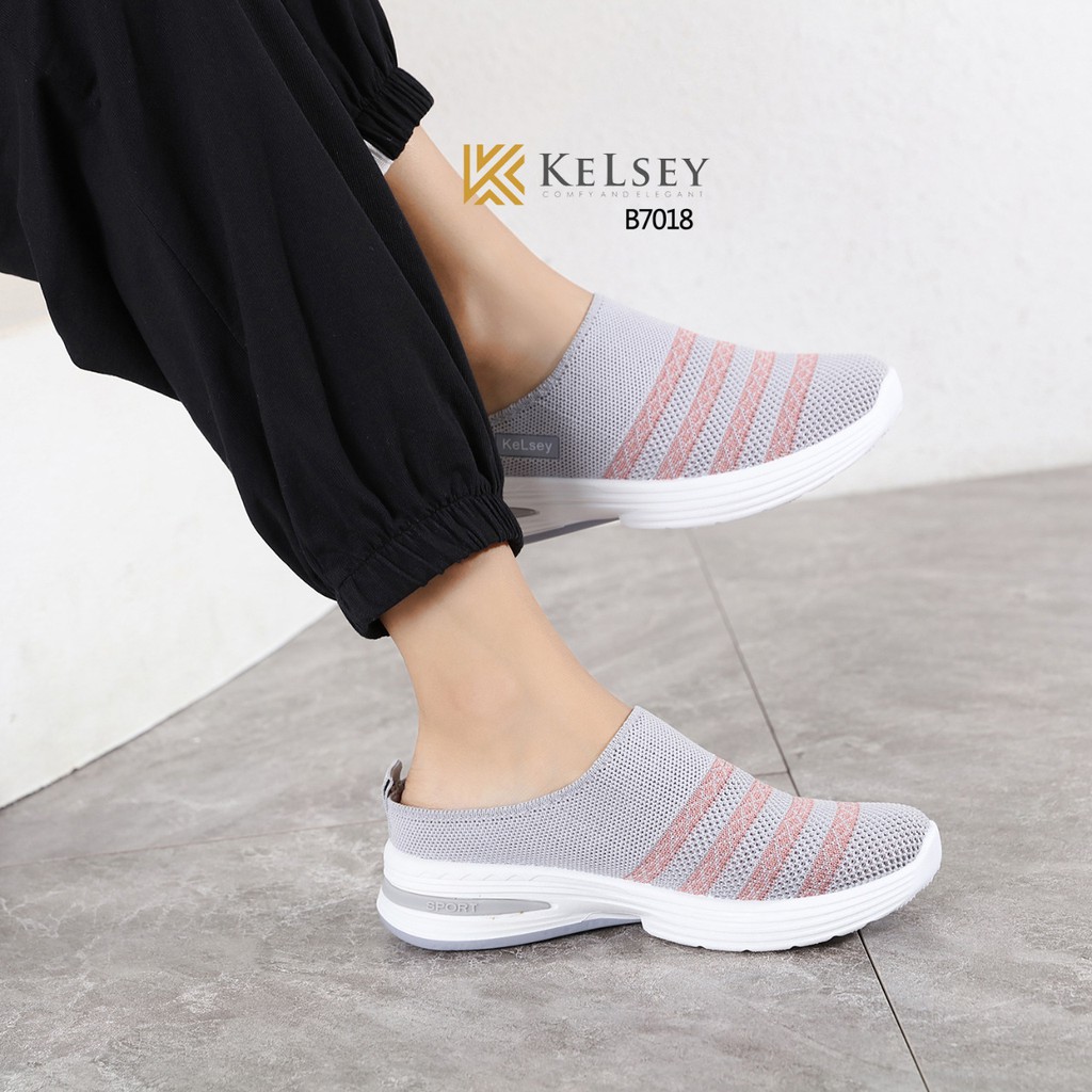 Kelsey Sandal FlyKnit Wedges 4cm Selop Wanita B7018