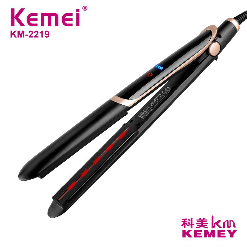 Kemei KM-2219 Catok Pelurus Rambut Dengan Sinar Infrared Dan Plat Pemanas Ceramic