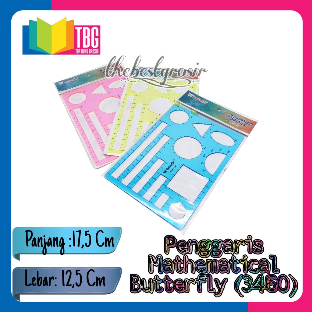

PENGGARIS MATHEMATICAL CH12 BUTTERFLY/ PENGGARIS MACAM BENTUK/ PENGGARIS MATEMATIKA/ MATHEMATICAL TEMPLATE RULER (R-3460)