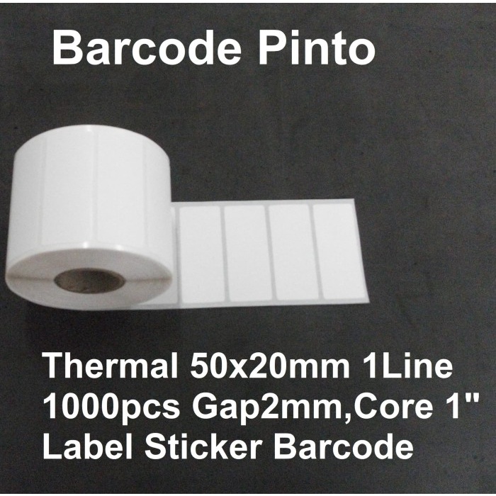 

kertas- 50x20mm 1 line 1000pcs,thermal,gap2mm,core 1",label sticker barcode -kertas.