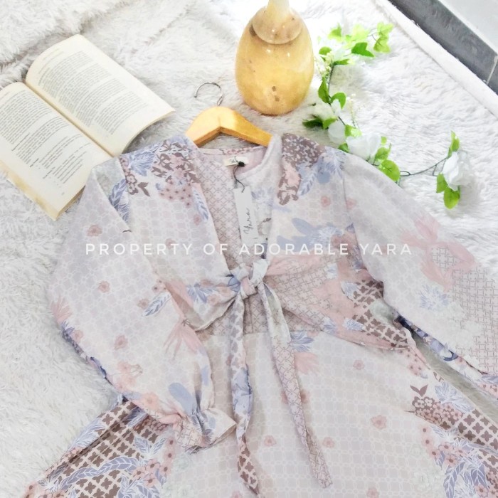 Yara - Gamis Wanita Dior Silk Premium Jumbo Ld 120 Dress Krem Motif Terbaru