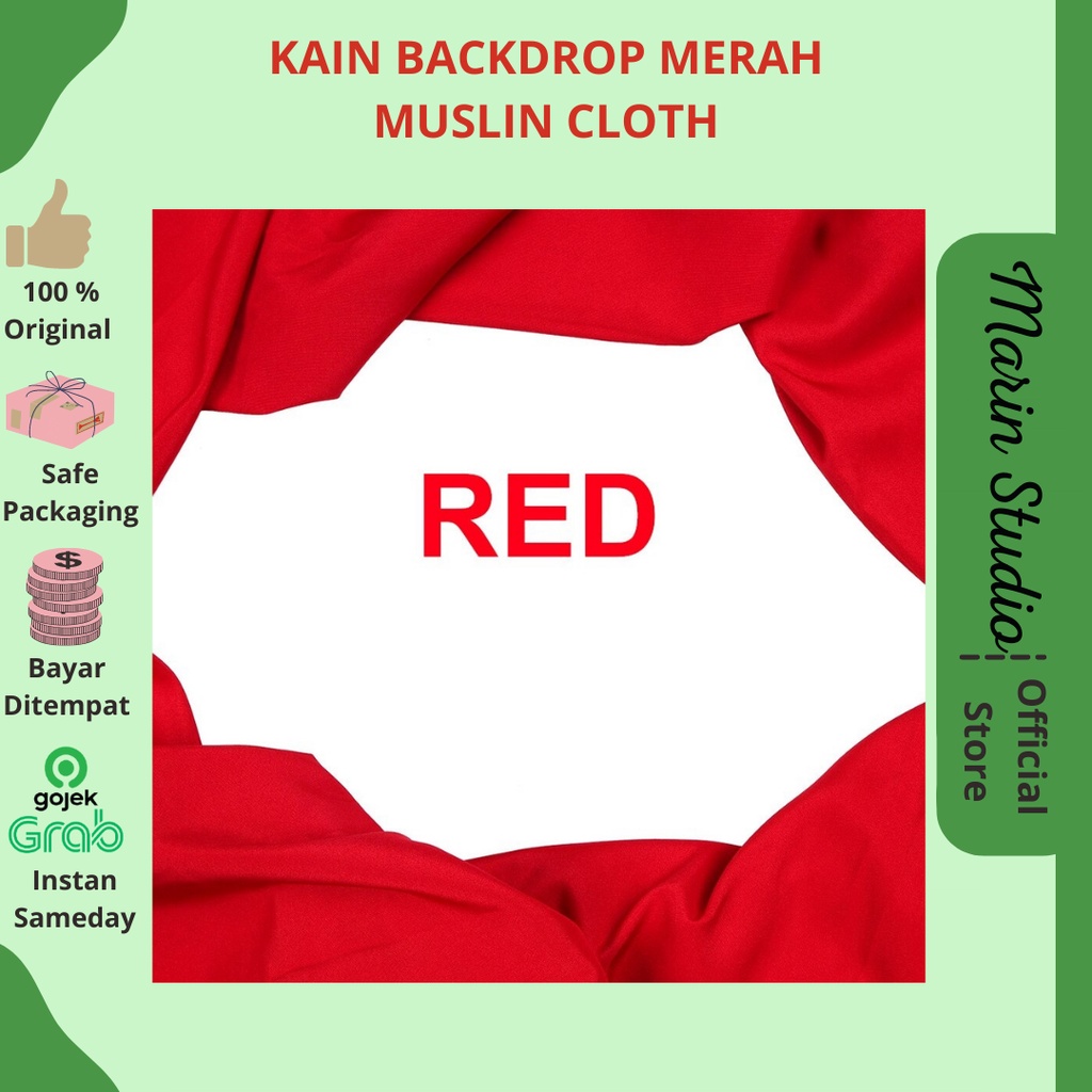 Kain Backdrop Merah | Kain Background Merah | Kain Muslin Cloth |  Kain Background Studio Merah | Ka