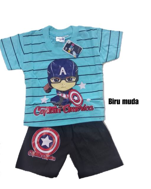 Setelan baju BATMAN / CAPTAIN AMERICA Arno anak 1 / 2 / 3 tahun