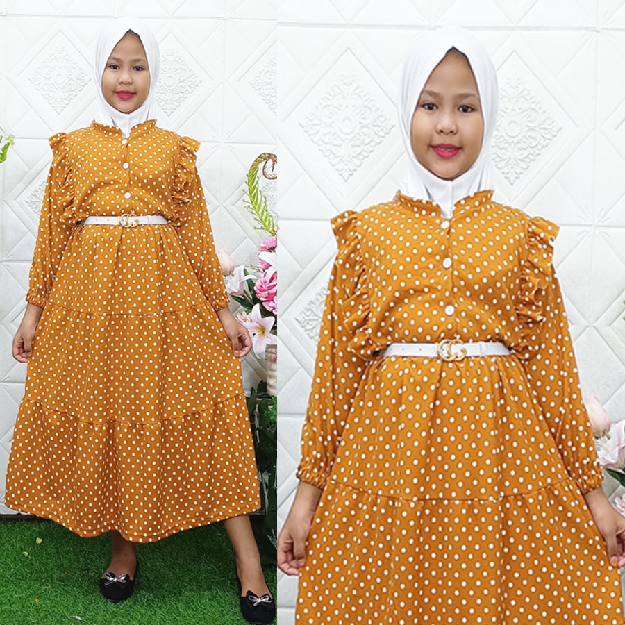 GAMIS POLKY KANCING ANAK POLKADOT ONDE 5-12Tahun GL FASHION