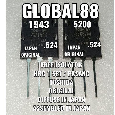 HRG 1set/pasang ORIGINAL JAPAN TR TRANSISTOR TOSHIBA 2SA1943 2SC5200 SA 1943 SC 5200 FINAL ASLI ORI 