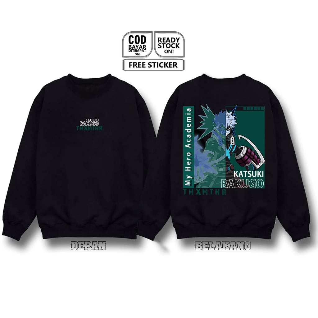 SWEATER CREWNECK ANIME MANGA KATSUKI BAKUGO MY HERO ACADEMIA IZUKU MIDORIYA DEKU TOMURA BAJU JEPANG