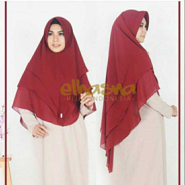 HIJAB SYAR'I ELHASNA 3 LAYAR /KHIMAR/JILBAB