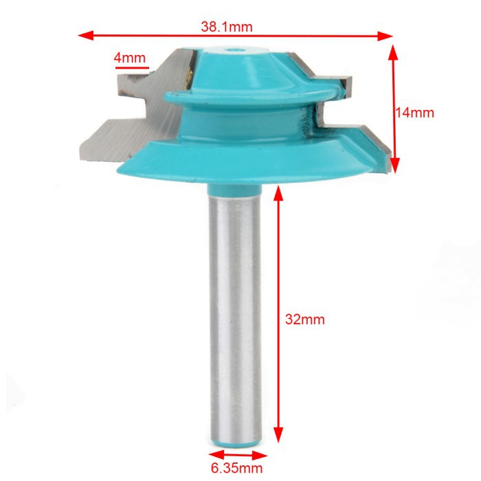 Mata Profil Tenon Router Bit 45 Derajat Trimmer Woodworking 38mm MPM18