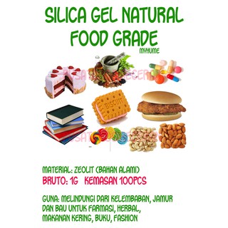 Silica Gel Natural Food Grade sachet 1 g Butir Pengering aman untuk Makanan Kue Kering Cake