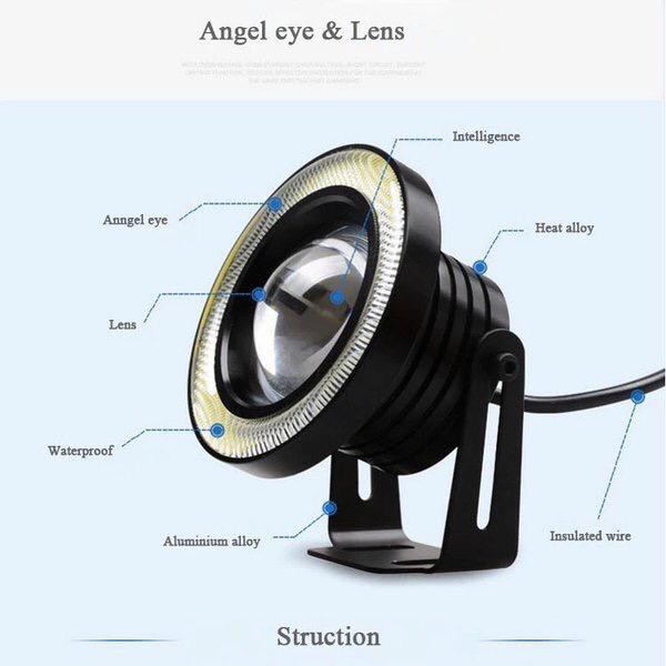 Foglamp Angel Eye Cob 76 Mm ALUMINIUM I Foglight Bemper Mobil Bahan aluminium I Fog Light Projector