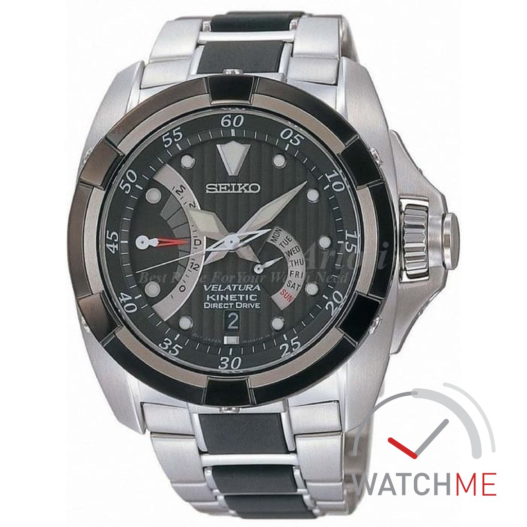 Jam Tangan Seiko Velatura SRH005P1 Kinetic Black Dial 100m Stainless Steel Original Bergaransi