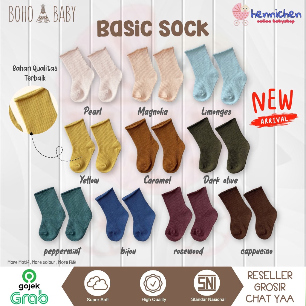 Kaos kaki Bohopanna Basic Socks 0-7 Tahun kaos kaki bayi anak Baby