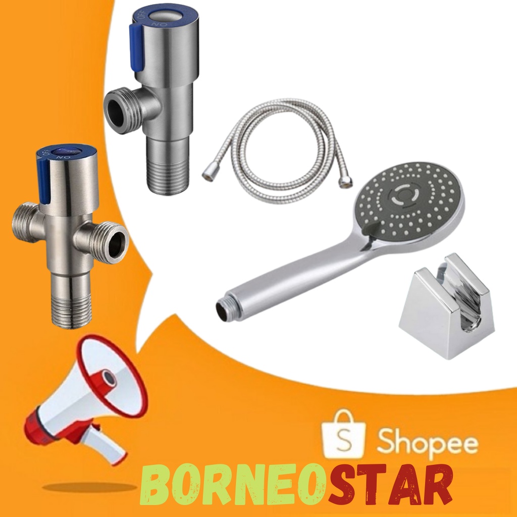 paket shower shower mandi stop kran stainless steel