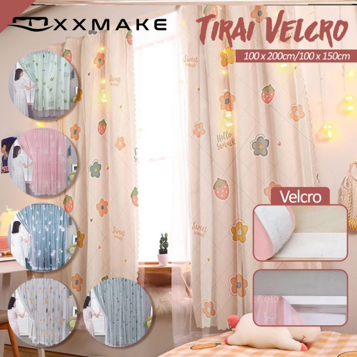 Terlaris XXMAKE Gorden Velcro Tirai Tanpa Paku Pemasangan Gampang TR00E3