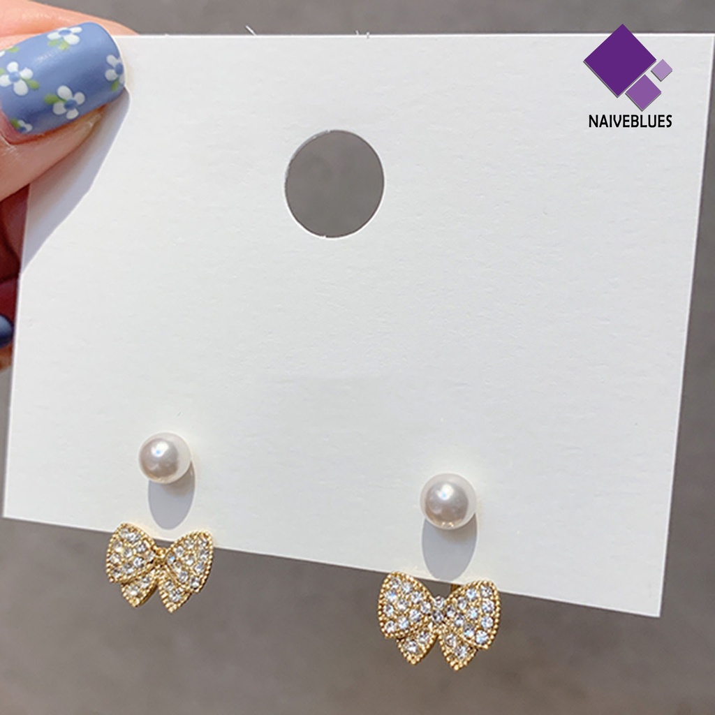 1 Pasang Anting Berlian Imitasi Bahan Alloy Untuk Wanita