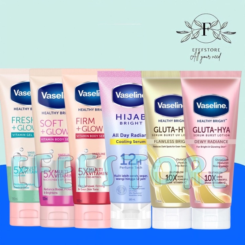 Vaseline Hand Body Lotion Gluta Hya Flawless Brigt Dewy Radiance 200 ml 330 ml - Soft Glow 180 Ml - Firm Glow 180 mL