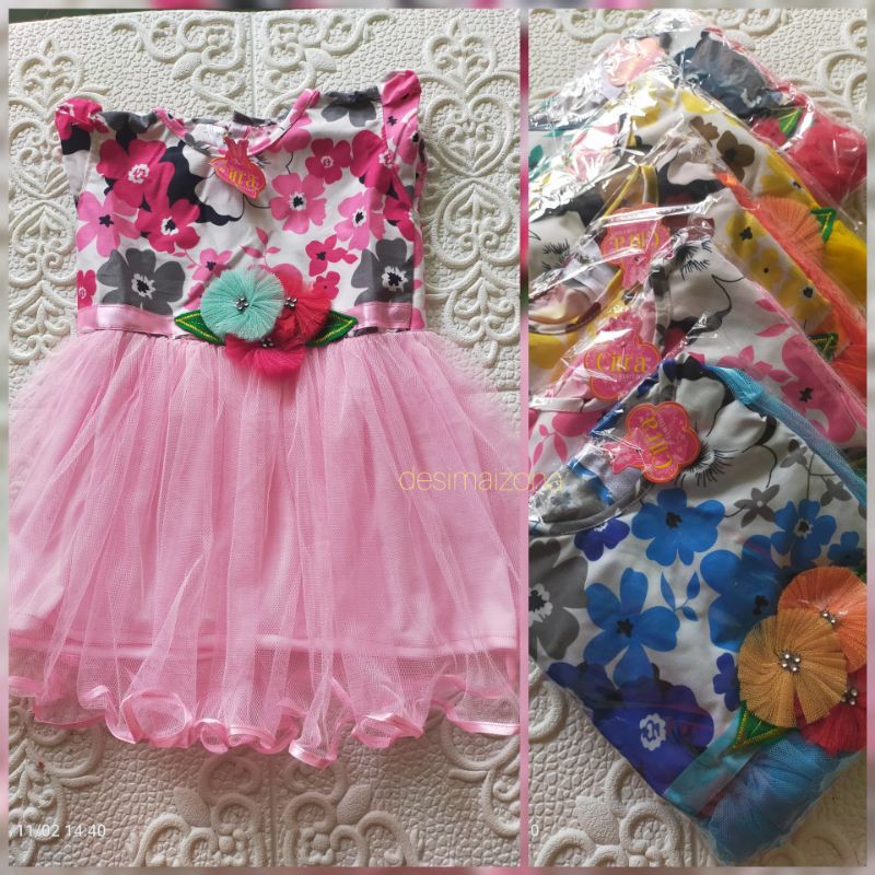 COD DRESS TUTU BUNGA TIGA TILE LEMBUT.