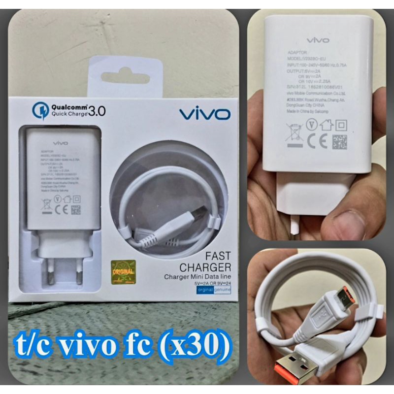 Charger VIVO ORIGINAL 100% 3.0 Qualcomm Quick Charge Micro USB Dan Type C (X30)