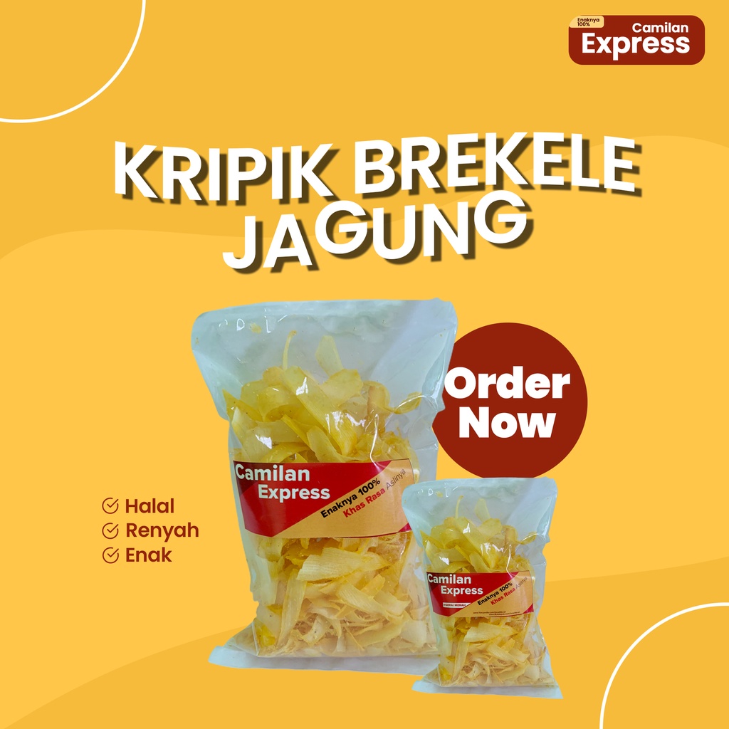 

Camilan Expres - Kripik Brekele Jagung Khas Kebumen 100% enak 200gr