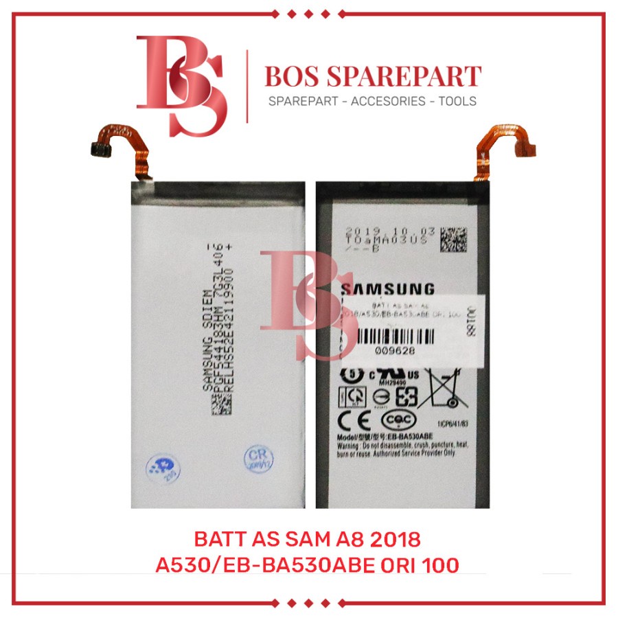 BATTERY AS SAMSUNG A8 2018 / A530 / EB-BA530ABE ORI 100 / BATERAI / BATRE