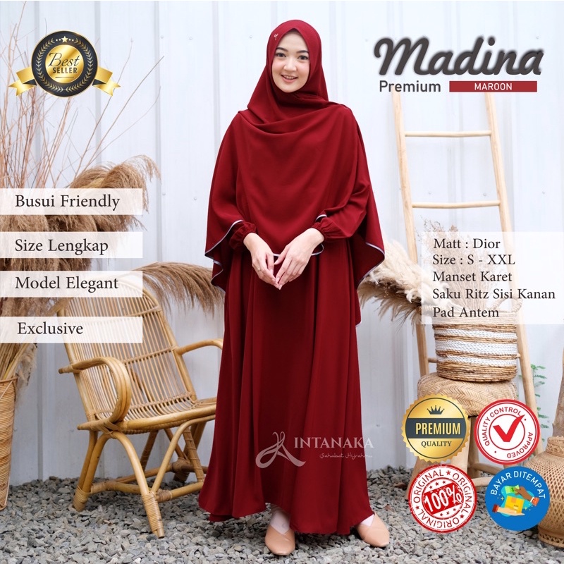 Gamis Polos Premium Madina Syari Intanaka Gamis Set Syari Gamis Set Khimar Gamis Dewasa Terbaru