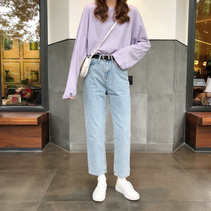 KBS-105 kaos lengan panjang polos all match korean style t-shirt fashion import wanita