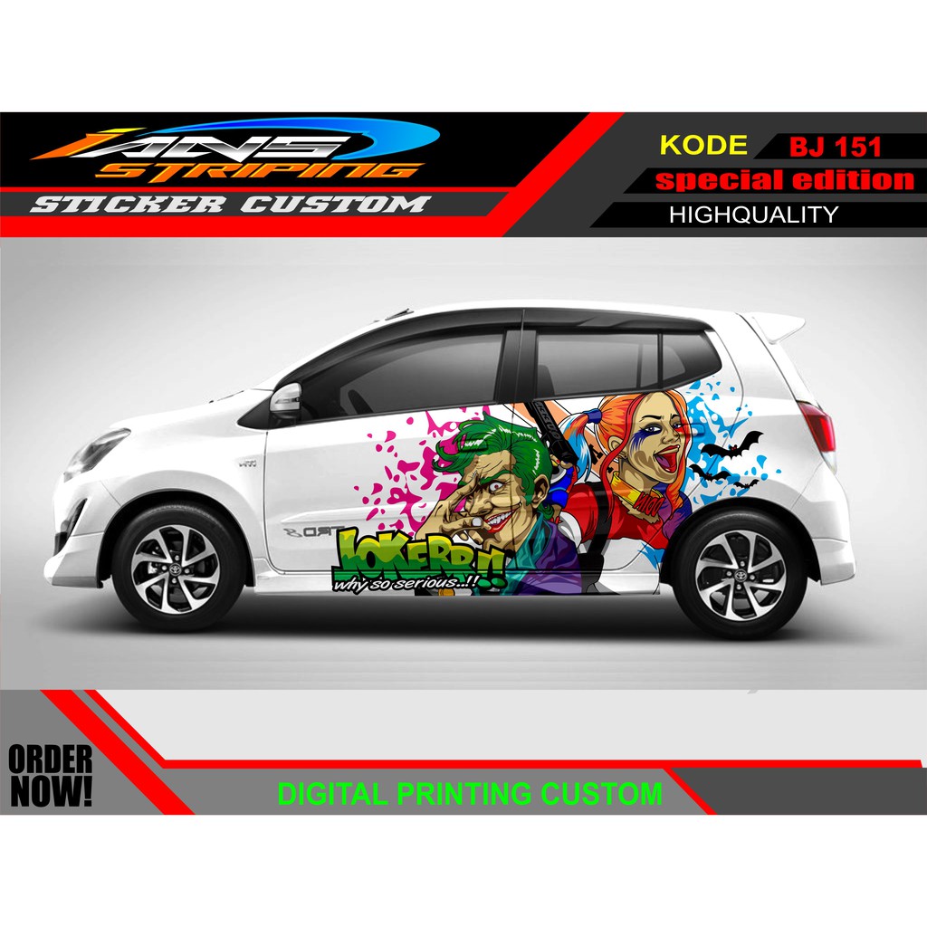 STICKER MOBIL AGYA AYLA JOKER / STICKER HONDA JAZZ / STICKER DECAL MOBIL JAZZ / DECAL STICKER MOBIL