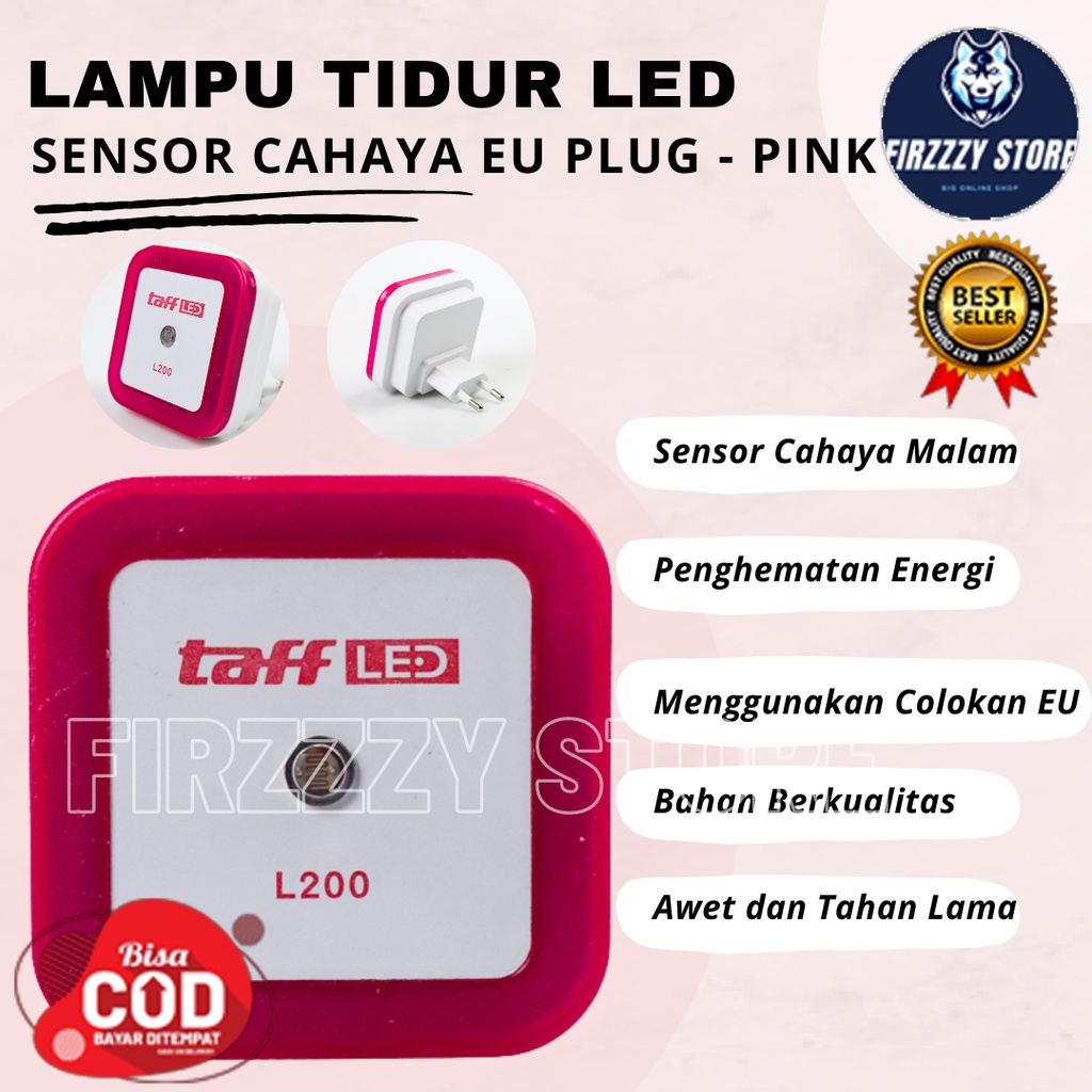 Lampu Tidur LED Sensor Cahaya EU Plug - Pink