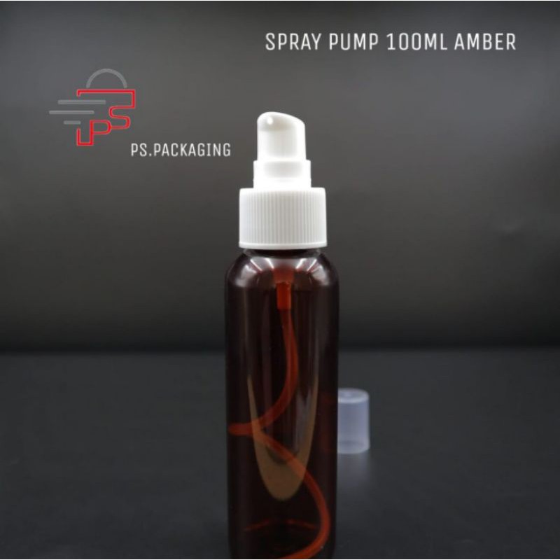 BOTOL PUMP TREATMENT 100 ML AMBER / BOTOL 100 ML COKLAT TUTUP PUMP TREATMENT