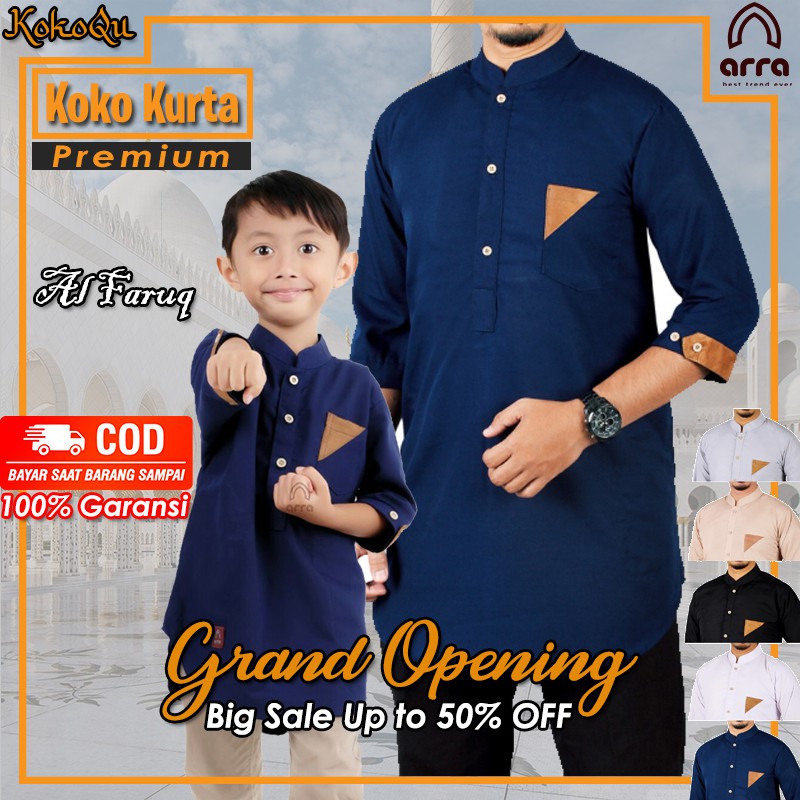 Kemeja Muslim Kurta Pakistan Turki Couple Keluarga Ayah dan Anak Laki Laki Premium Arra Al Faruq