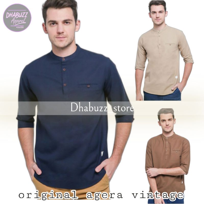 BAJU KURTA KEMEJA KOKO KEMKO PRIA ORIGINAL TERBARU LENGAN 3/4 AGERA